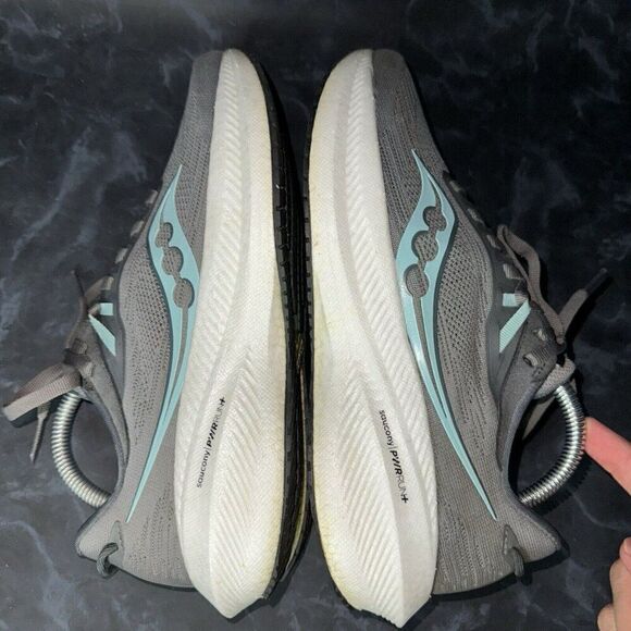 Saucony Triumph 21 Gravel Aqua Athletic Comfort Running Shoes Women’s Size 9 - Picture 5 of 8